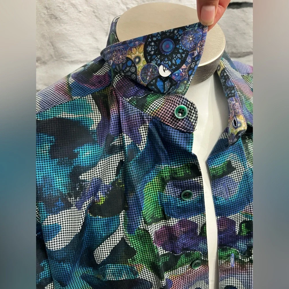 ROBERT GRAHAM‎ 100% COTTON CLASSIC FIT A.S. ROMA MEN`S SHIRT COLORFUL - Picture 9 of 12